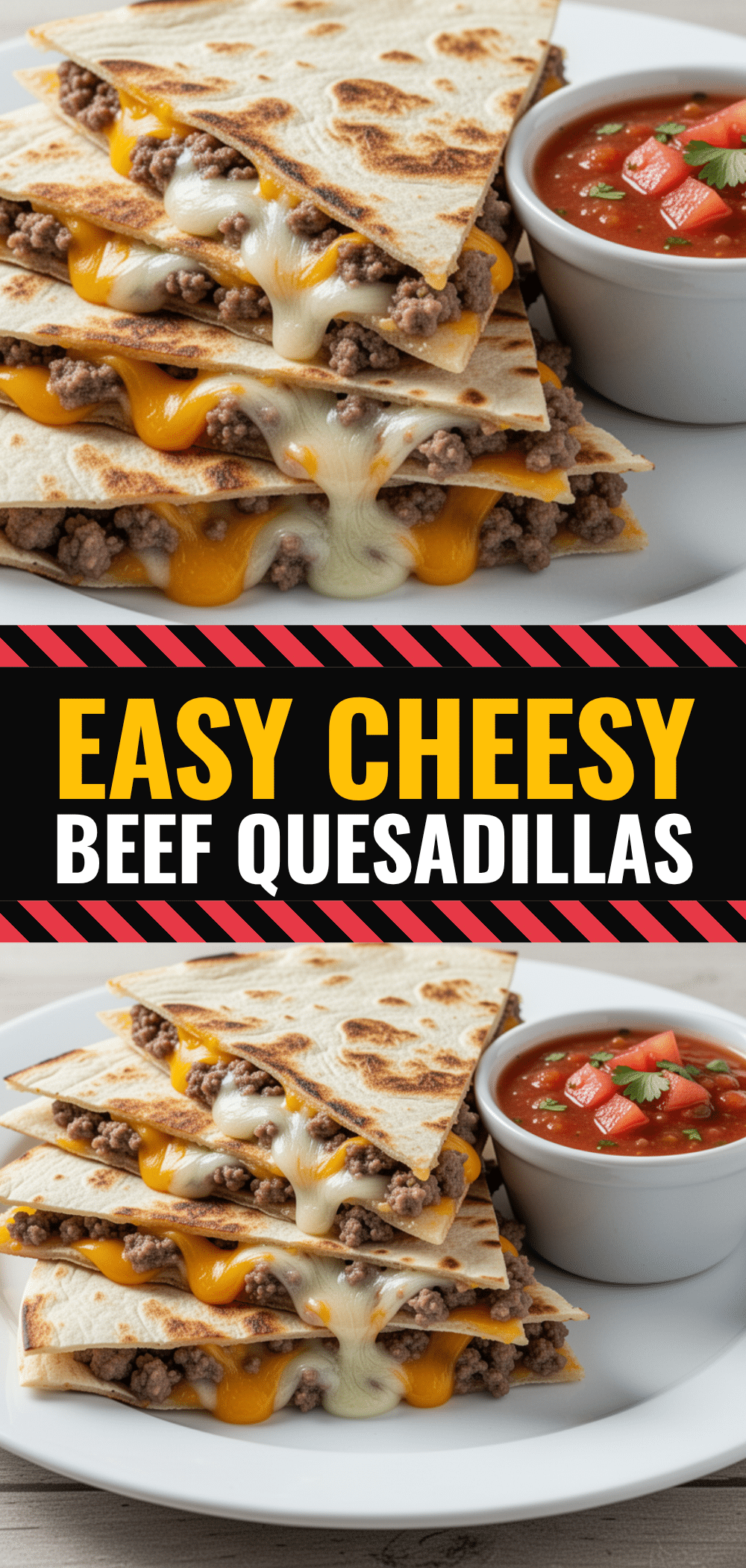 Back to School Cheesy Ground Beef Quesadillas with Salsa Dip 5 Cheesy Ground Beef Quesadillas recipe