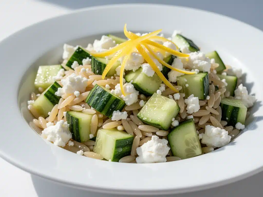creamy feta orzo pasta salad - featured image