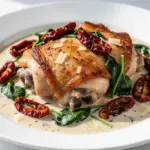 creamy tuscan chicken thighs - featured image