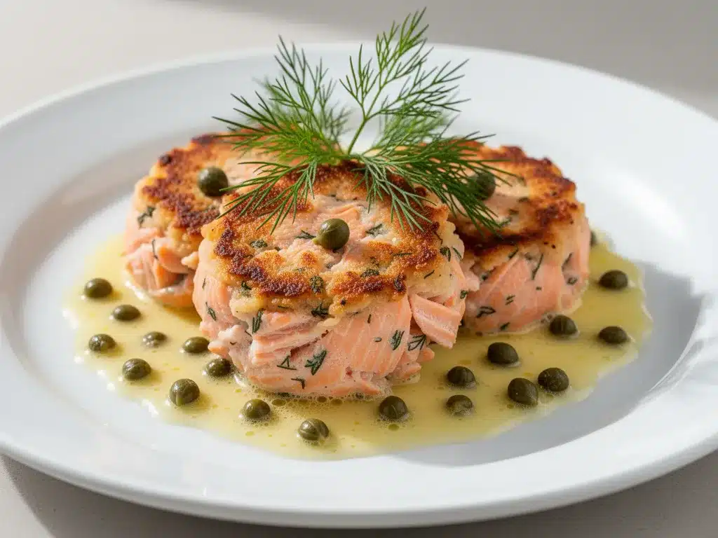 Crispy Salmon Cakes with Lemon Caper Sauce: Easy Weeknight Dinner 4 crispy salmon cakes preparation steps