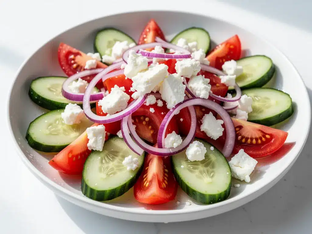 Cucumber Tomato Salad with Feta: 5-Min Back to School Lunch 4 cucumber tomato salad with feta preparation steps