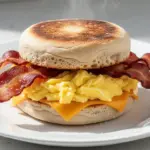 egg and cheese breakfast sandwich with crispy bacon - featured image