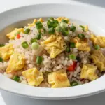 healthy cauliflower fried rice with eggs - featured image