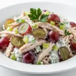healthy greek yogurt chicken salad with grapes - featured image