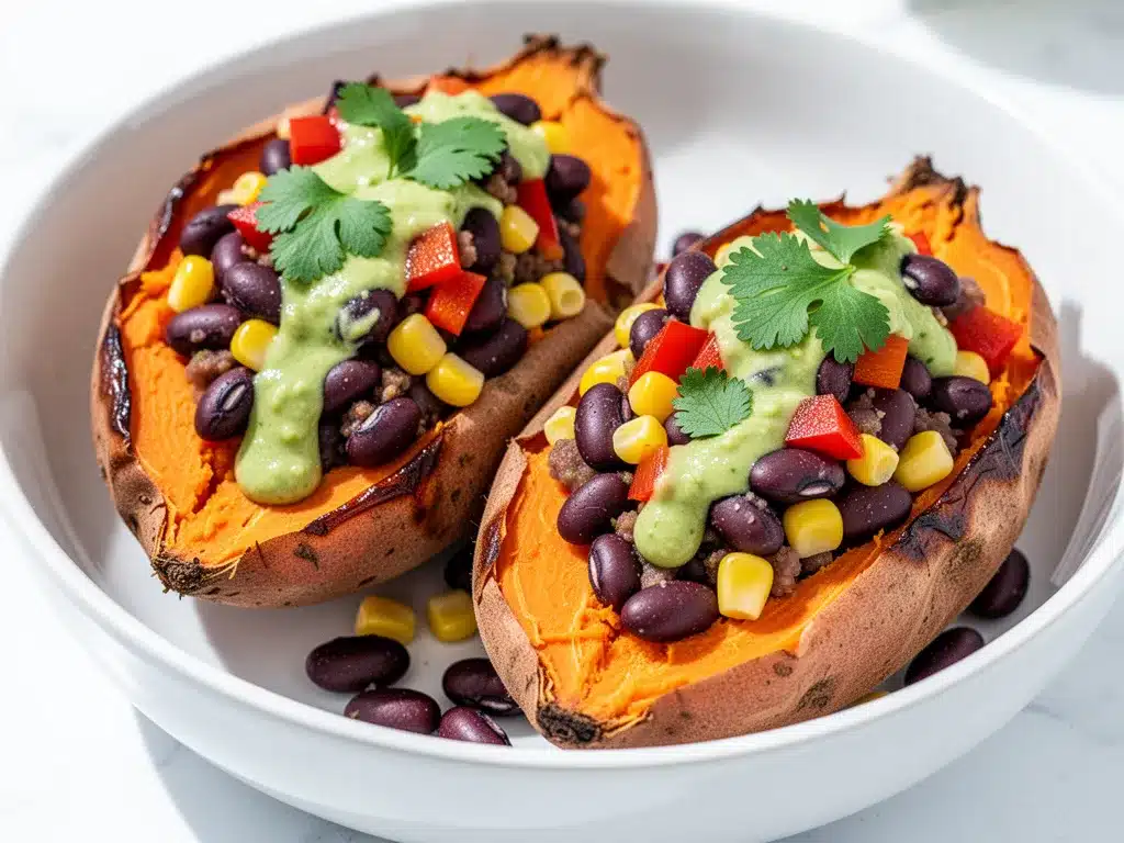 Healthy Stuffed Sweet Potatoes: 5 Easy Weeknight Dinner 4 healthy stuffed sweet potatoes with black beans preparation steps