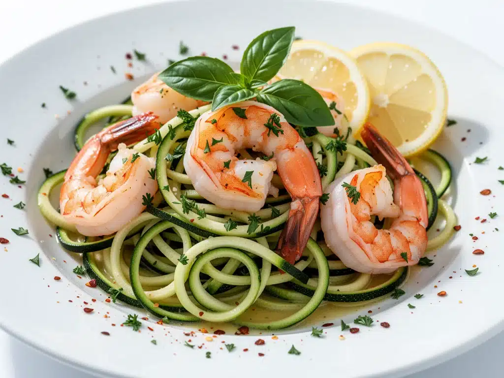 Healthy Zucchini Noodles with Garlic Butter Shrimp - featured image