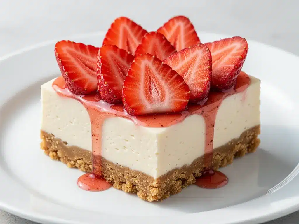 No-Bake Strawberry Cheesecake Bars: 4-Ingredient Summer Dessert 4 no-bake strawberry cheesecake bars preparation steps