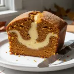 pumpkin spice bread with cream cheese swirl - featured image