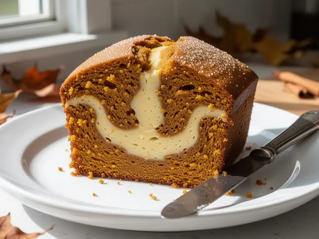 pumpkin spice bread with cream cheese swirl - featured image