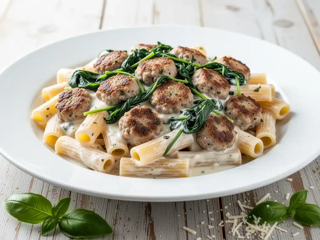 Home 2 sausage and spinach pasta - featured image
