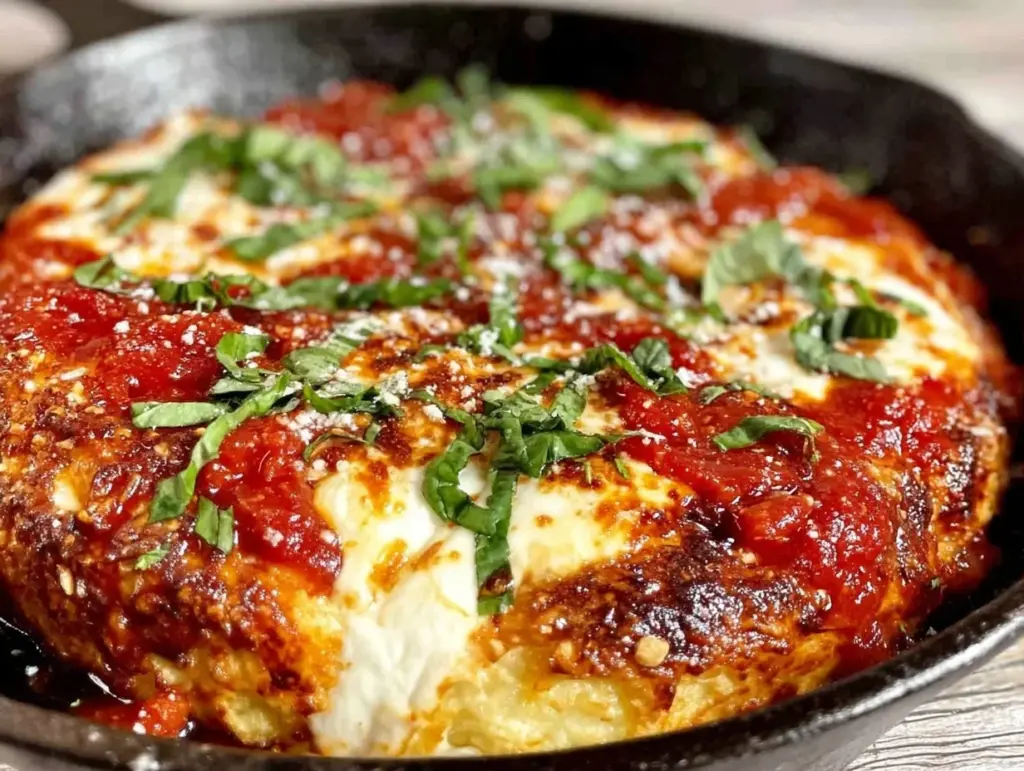cast iron margherita pizza - featured image