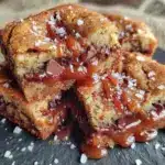 chewy salted caramel cookie bars - featured image