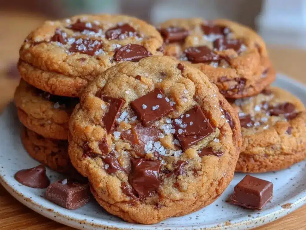 chewy toffee chocolate chip cookies - featured image