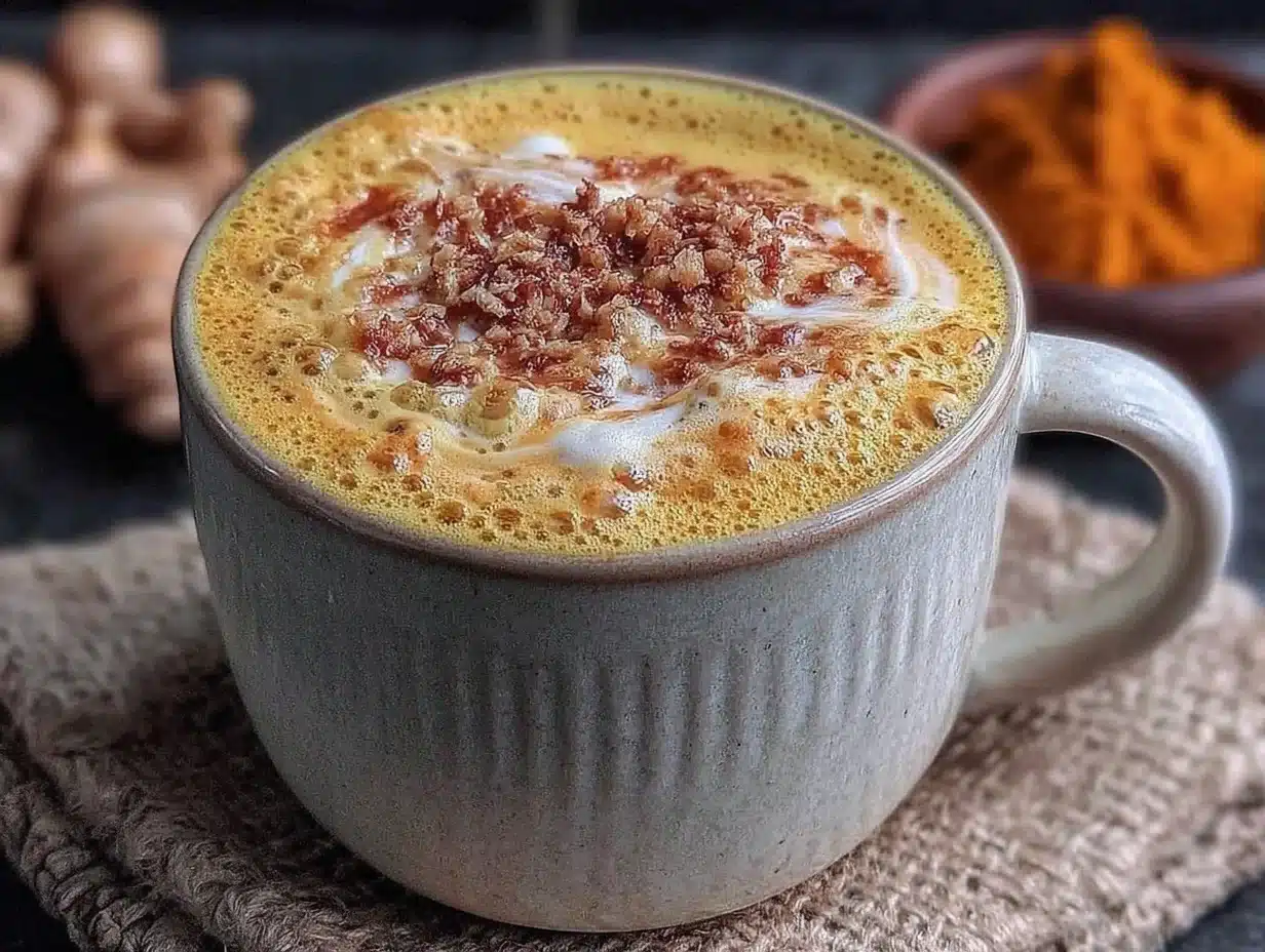 Home 8 creamy golden turmeric ginger latte - featured image