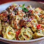 creamy pesto chicken tortellini - featured image