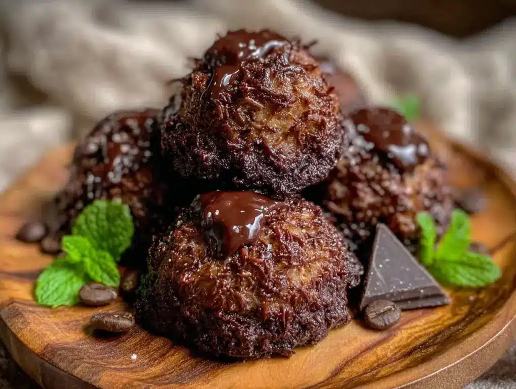 easy chocolate coconut macaroons - featured image