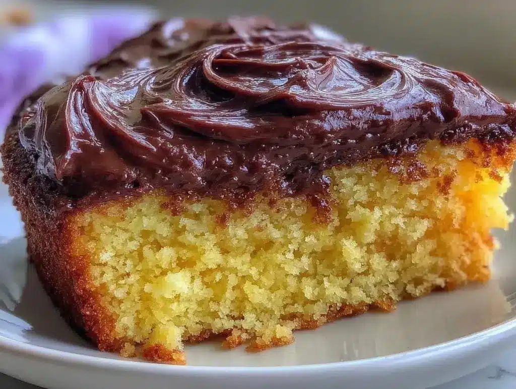 easy classic yellow cake with chocolate frosting - featured image