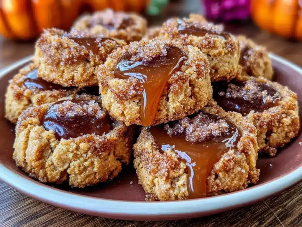 easy fall pumpkin thumbprint cookies - featured image