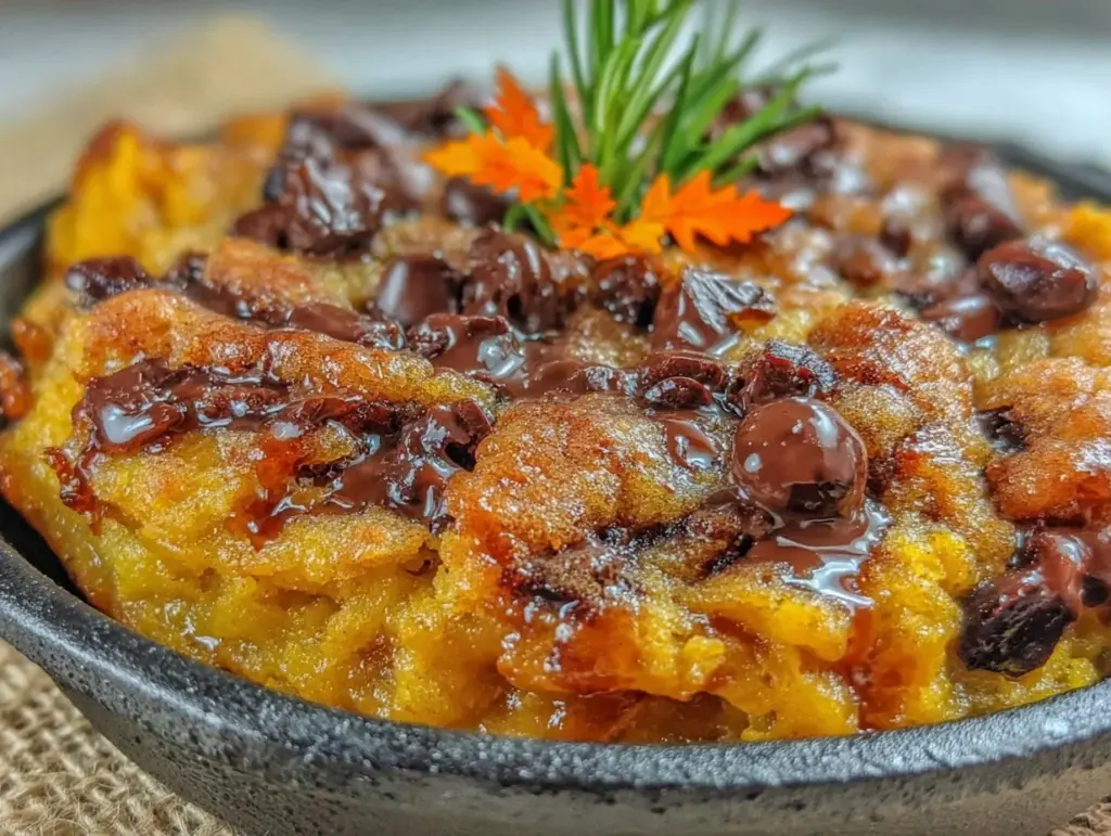 easy pumpkin chocolate skillet cookie - featured image