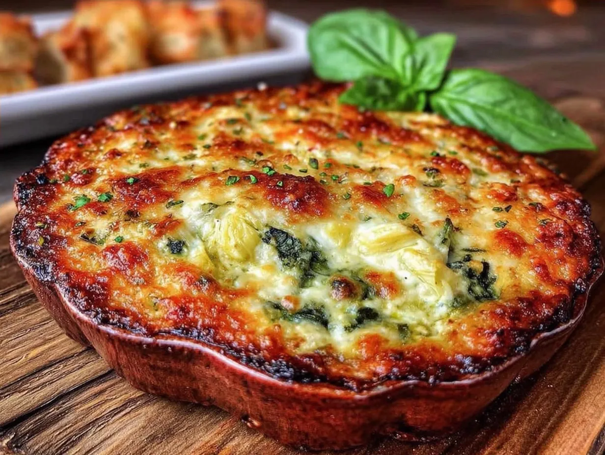 Grandma’s Extra Cheesy Baked Spinach Artichoke Dip 4 extra cheesy baked spinach artichoke dip preparation steps