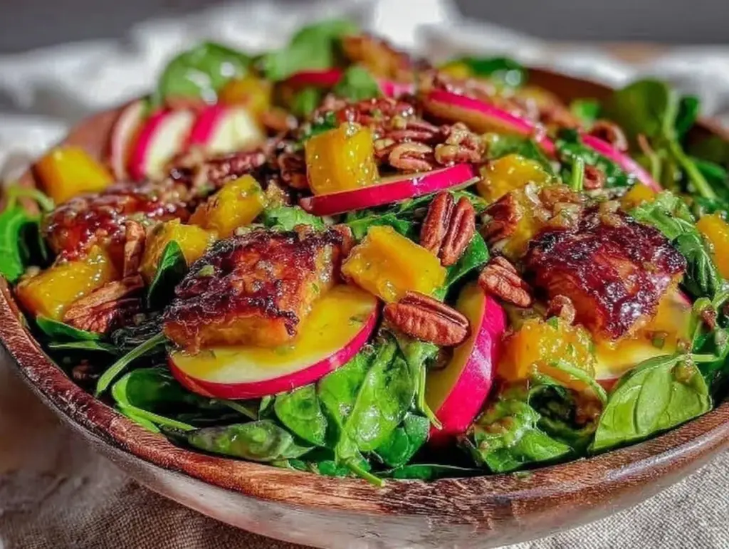 fall harvest salad with maple candied pecans - featured image