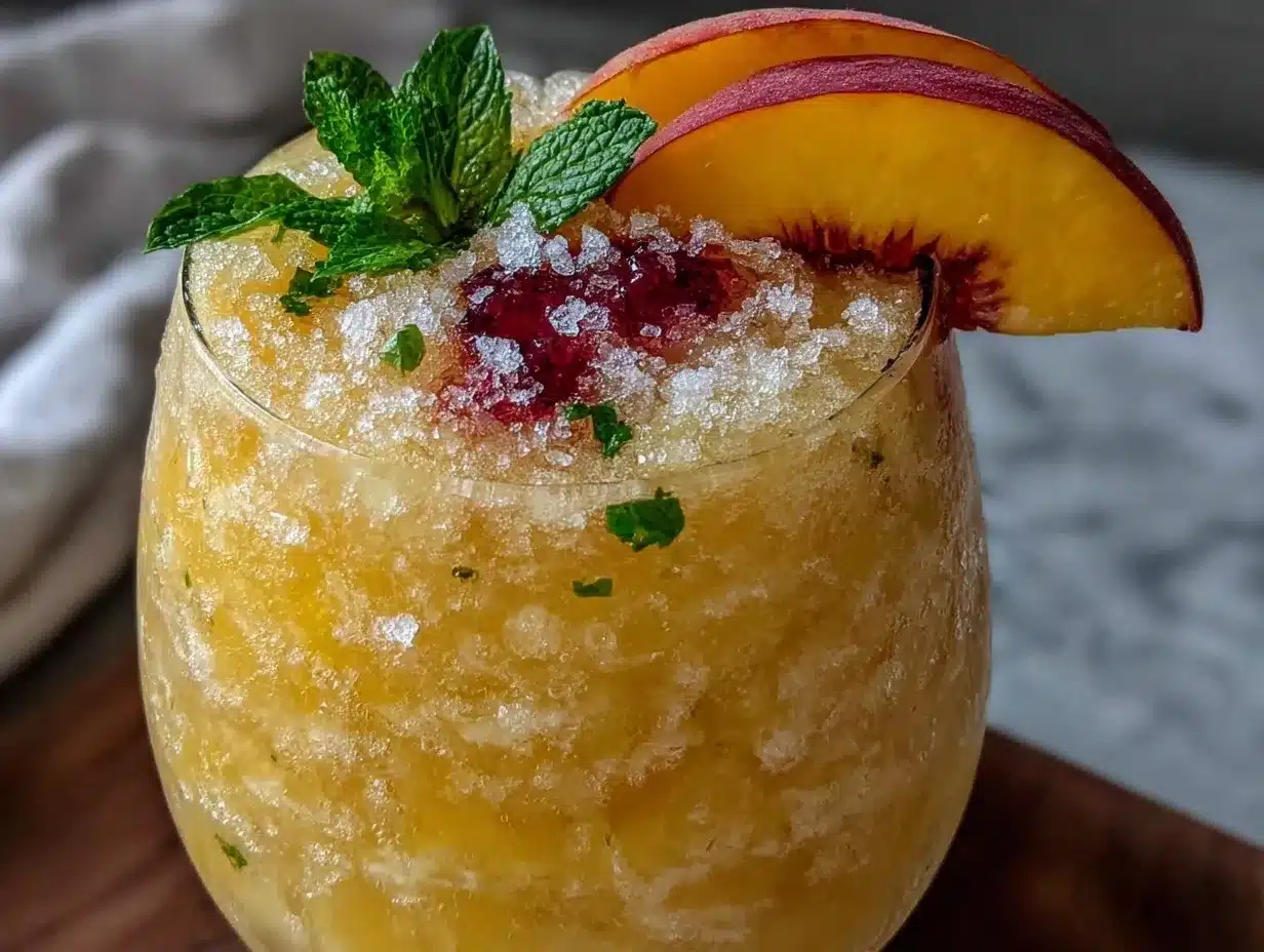 frozen peach bellini slush preparation steps