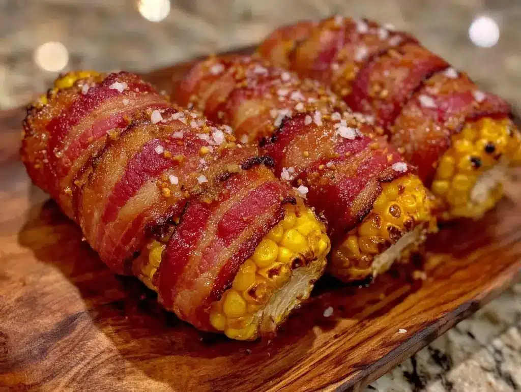 grilled bacon wrapped corn - featured image