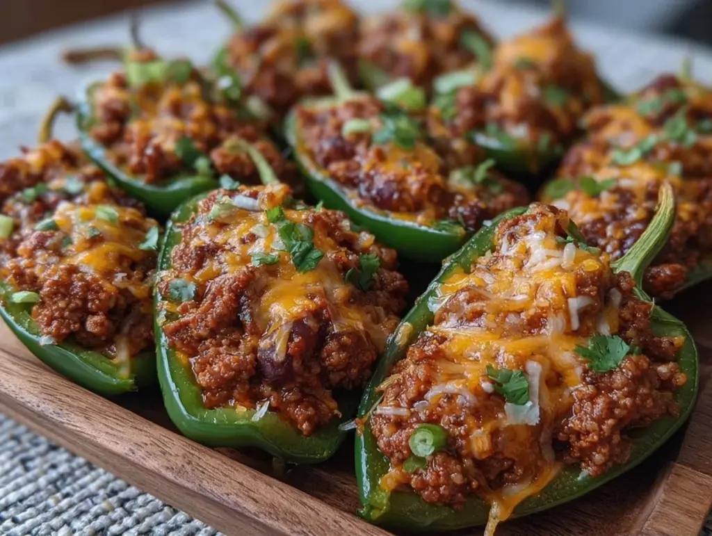 healthy game day turkey taco stuffed mini peppers - featured image