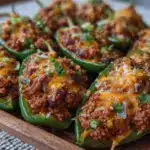 healthy game day turkey taco stuffed mini peppers - featured image
