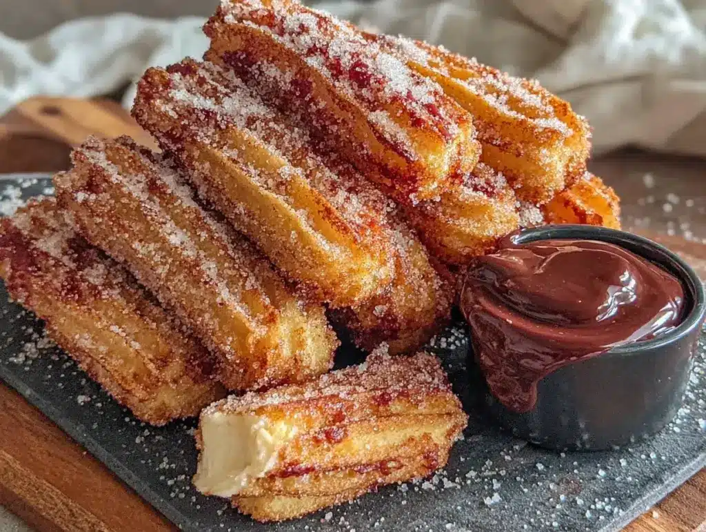 homemade cinnamon sugar churros - featured image