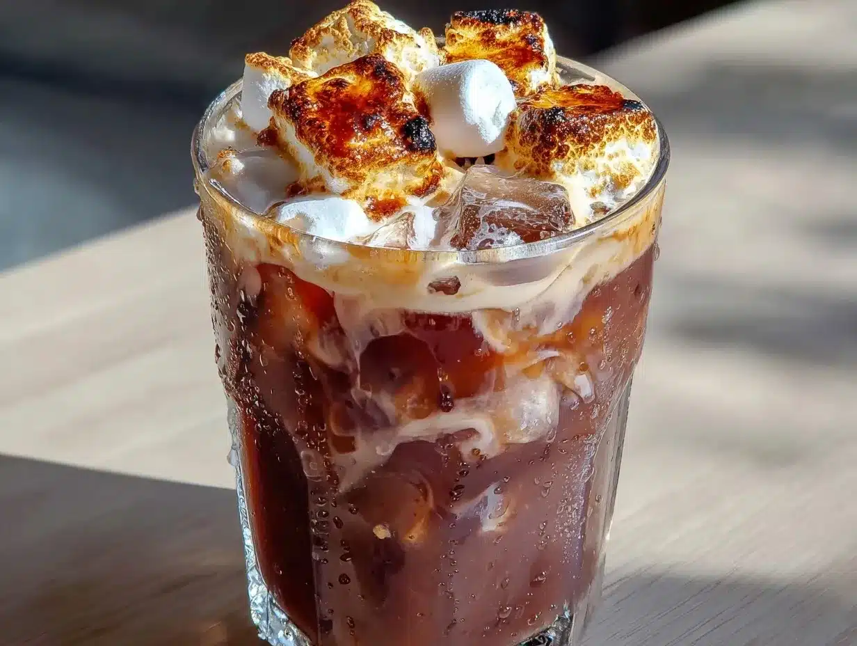 Iced Toasted Marshmallow Cold Brew: 5min 5pm Win 4 iced toasted marshmallow cold brew preparation steps