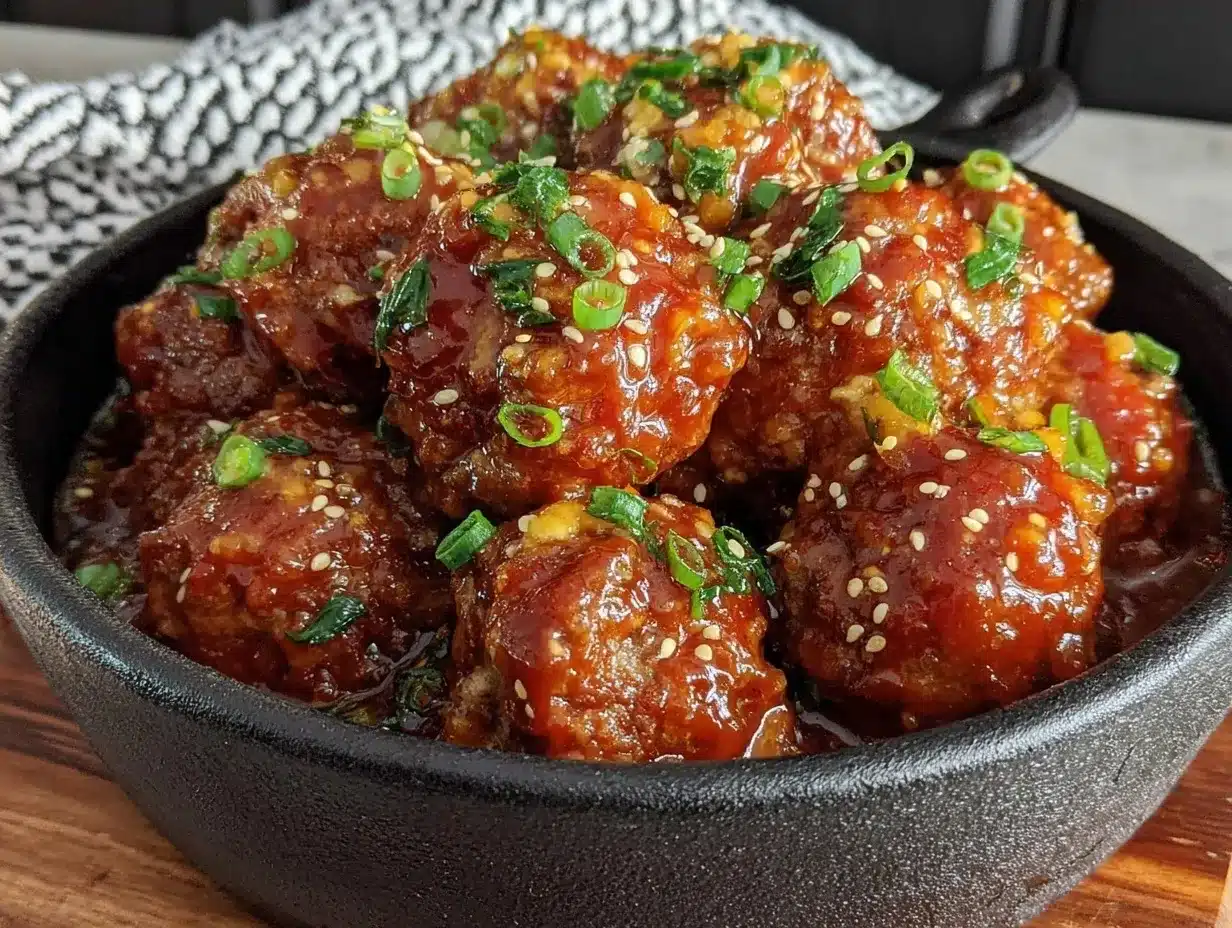 Football Sunday Sticky Korean BBQ Meatballs: Meal Prep 4x 4 Korean BBQ Meatballs preparation steps