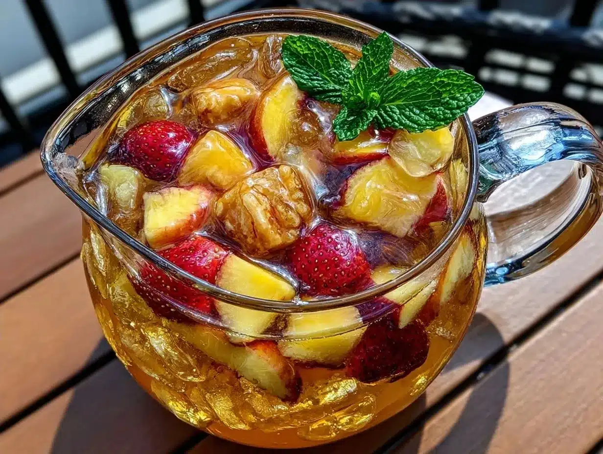 labor day peach iced tea sangria preparation steps