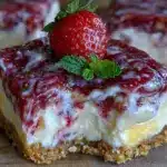 no-bake strawberry cheesecake bars - featured image