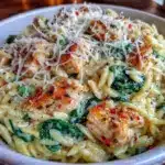 One-Pot Creamy Chicken Orzo with Spinach - featured image