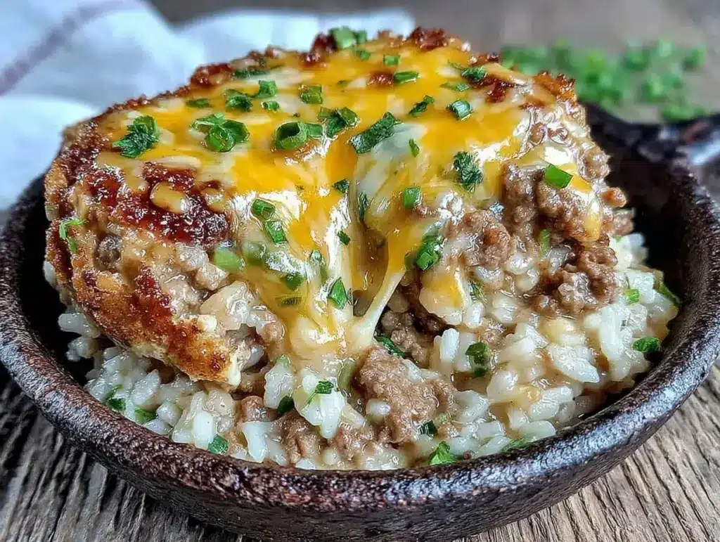 One-Skillet Cheesy Ground Beef and Rice - featured image