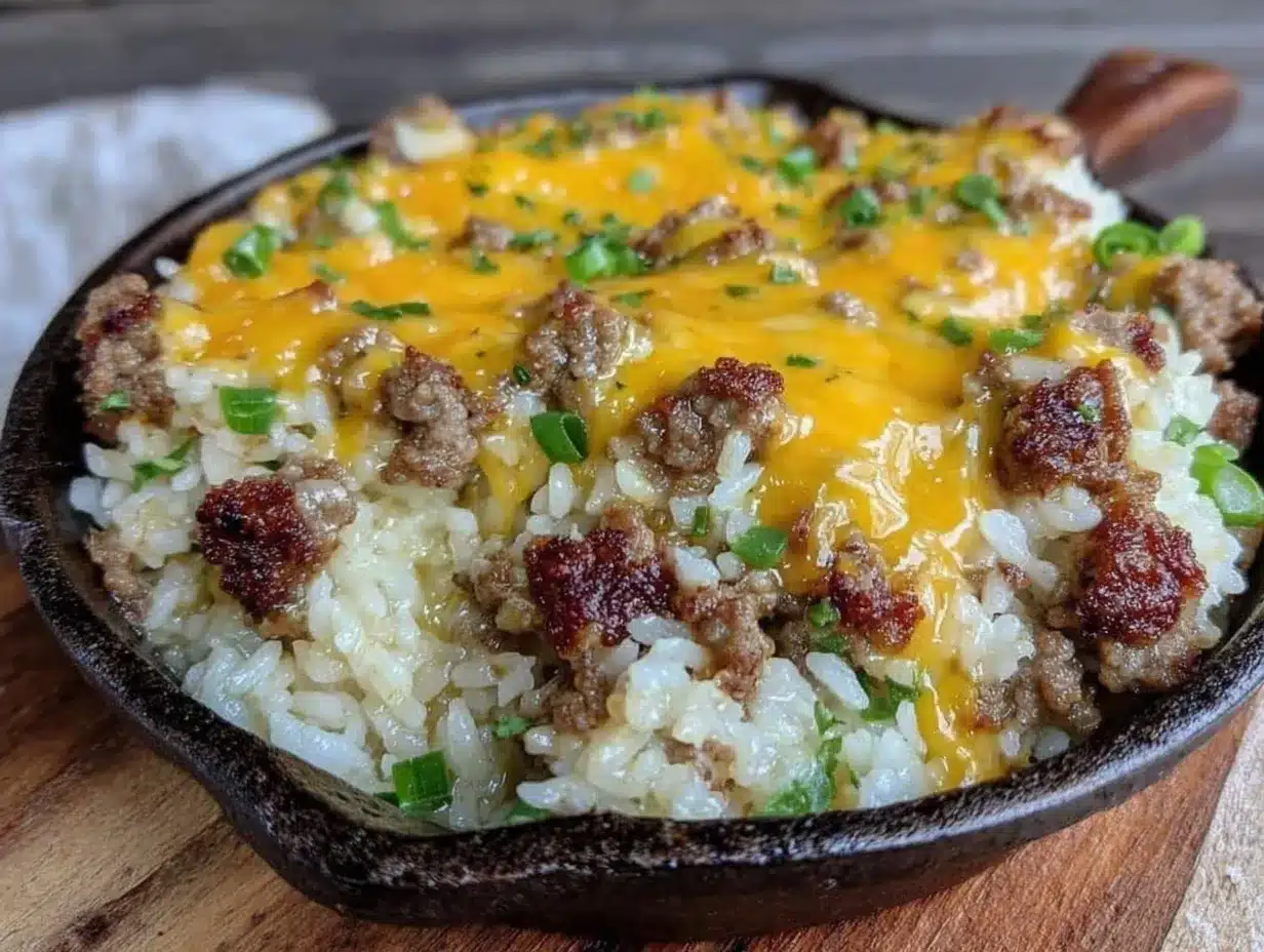One-Skillet Cheesy Ground Beef and Rice: Family Recipe 4 One-Skillet Cheesy Ground Beef and Rice preparation steps