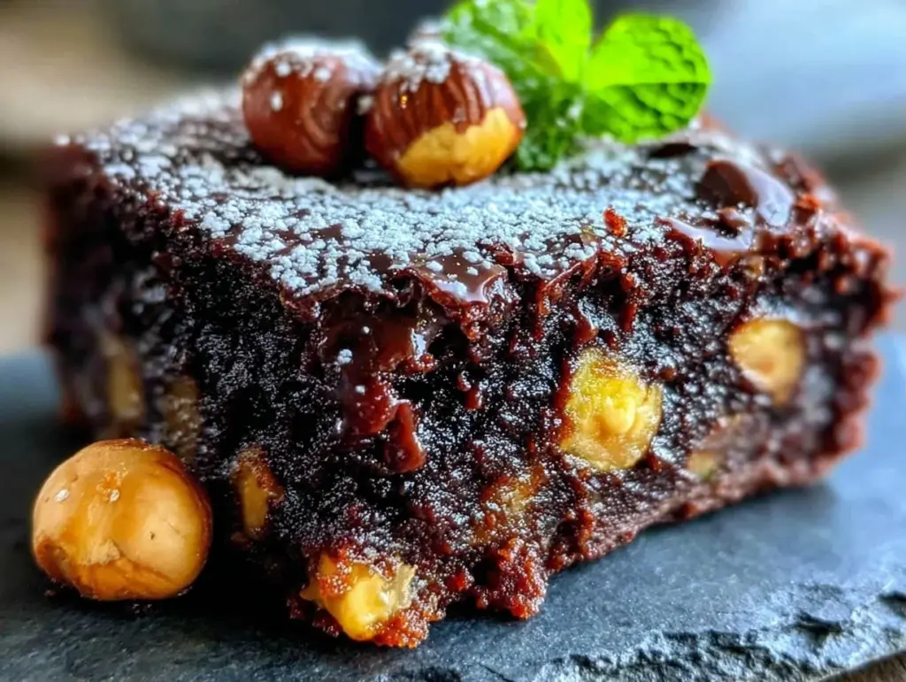 rich chocolate hazelnut brownies - featured image