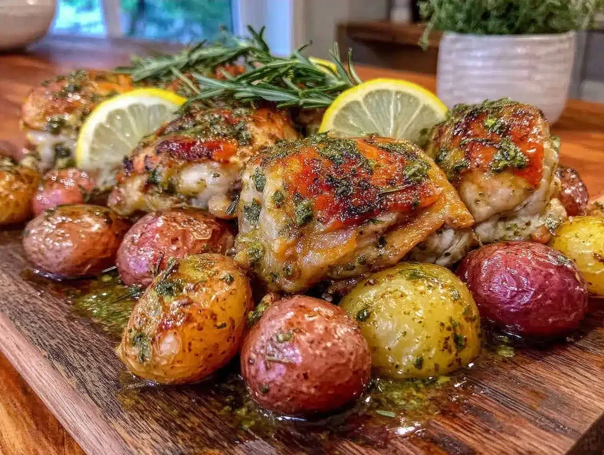 Sheet Pan Lemon Herb Chicken with Crispy Potatoes: Easy Self Care Meal 4 Sheet Pan Lemon Herb Chicken with Crispy Potatoes preparation steps