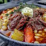 slow cooker beef and barley soup - featured image