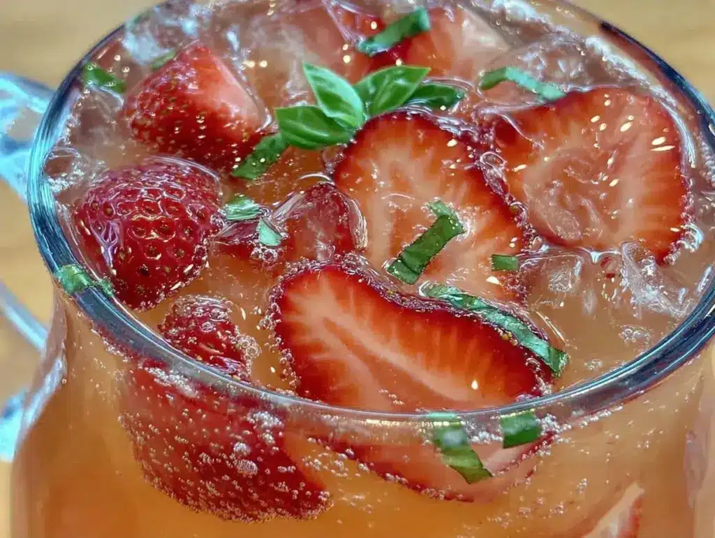 sparkling strawberry basil lemonade - featured image